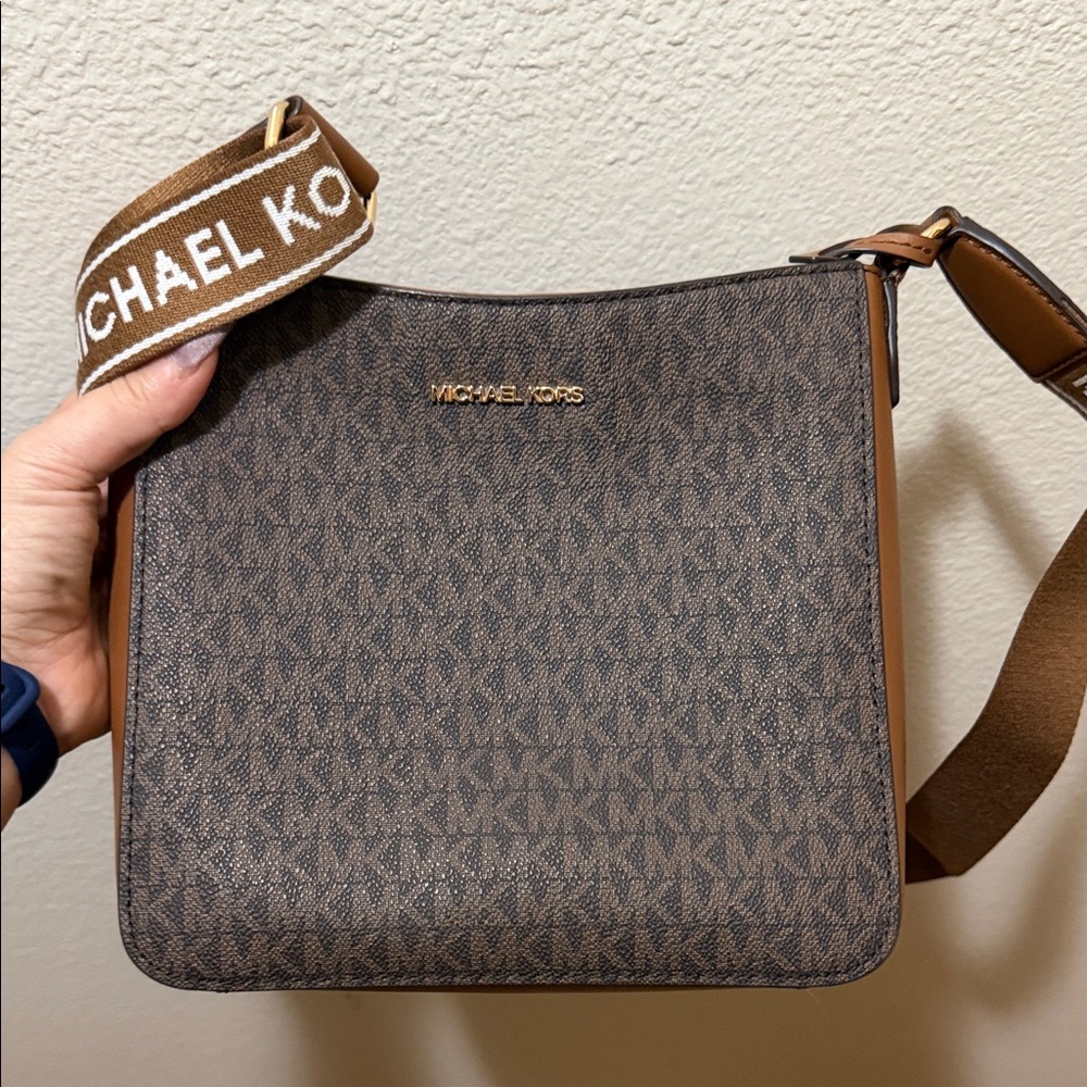 Michael Kors Tan and Brown Messenger Bag